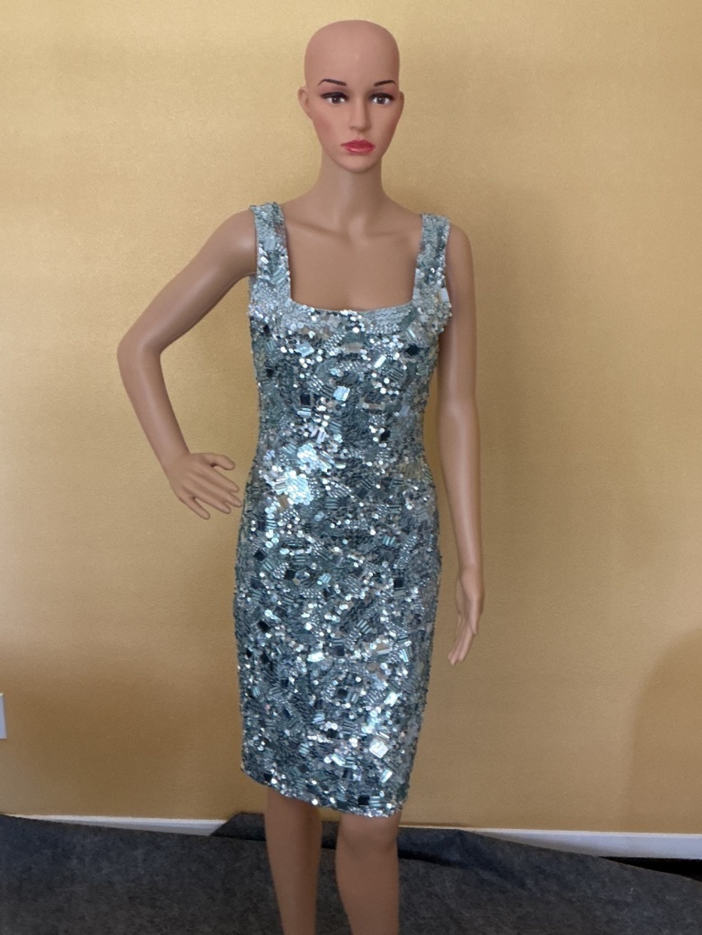 Alice and Olivia Sequin Midi Blue Dress NWT Size 8